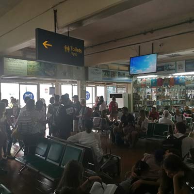 international departures lounge of Zanzibar 